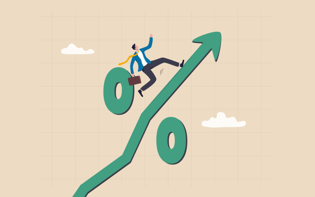 illustration of a man on an arrow of hiking interest rates